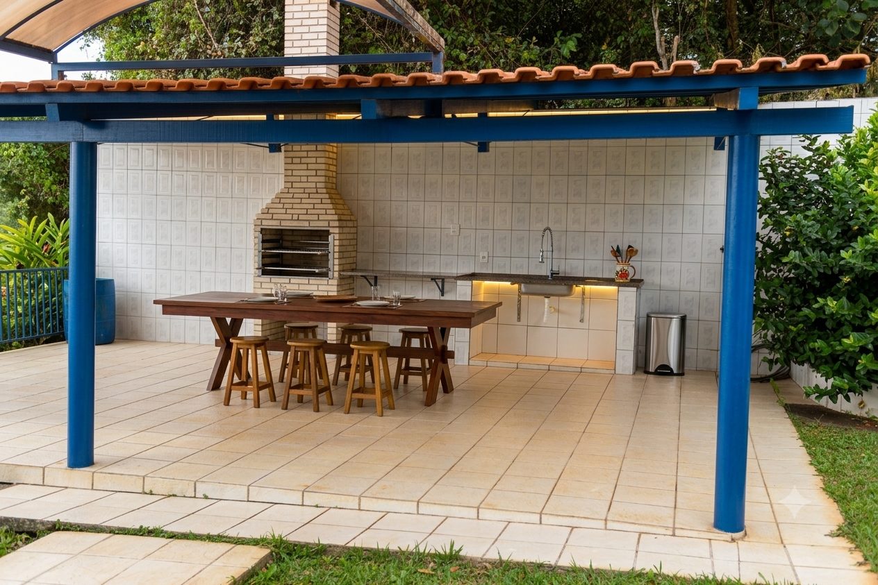 Área de churrasco na Estância Bela Vida